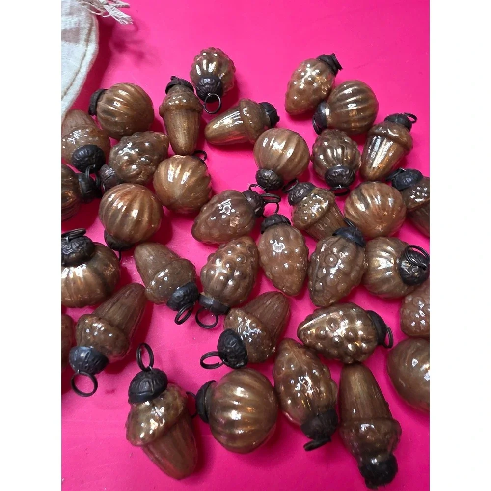 Creative Co-op 36 Piece 1 Inch Amber Mercury Glass Mini Ornaments‎ XM7406 New